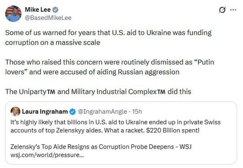 Сенатор Майк Ли: Предупреждения о коррупции в Украине намеренно игнорировались  
